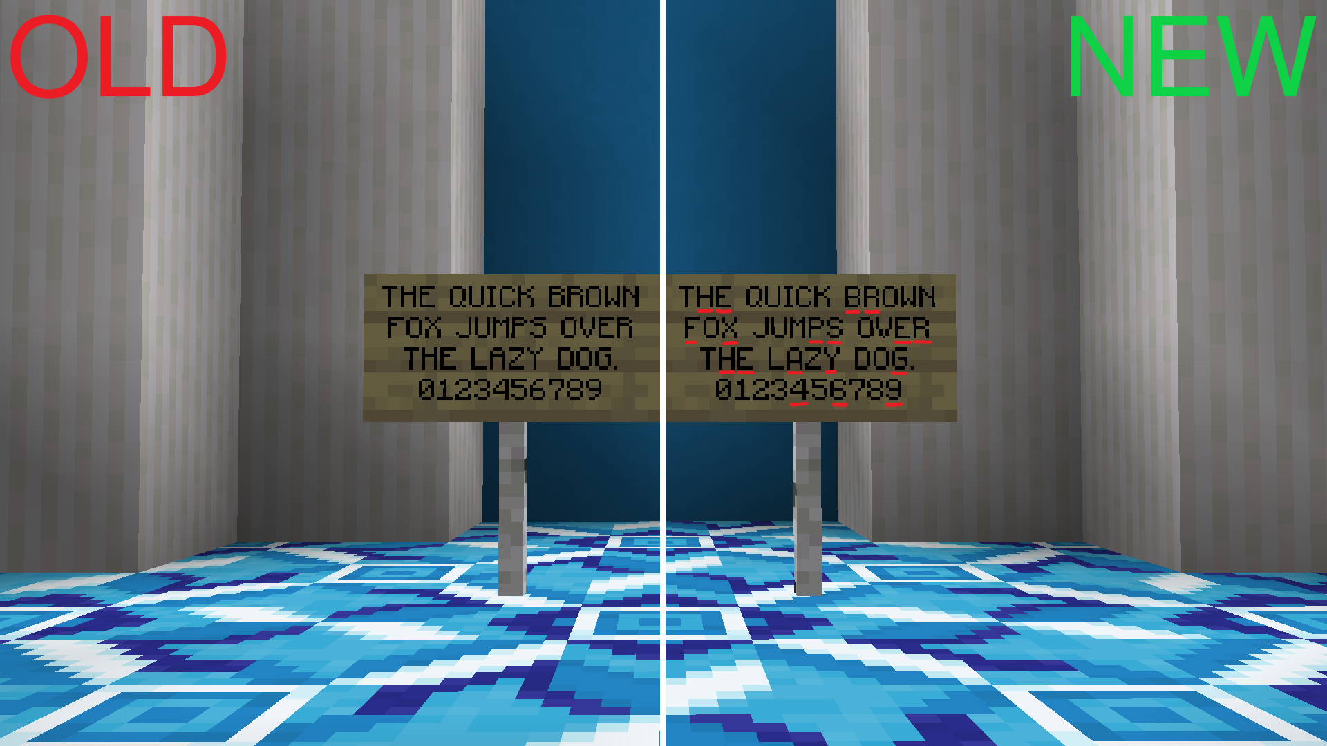 Bubble font Resourcepack font comparison